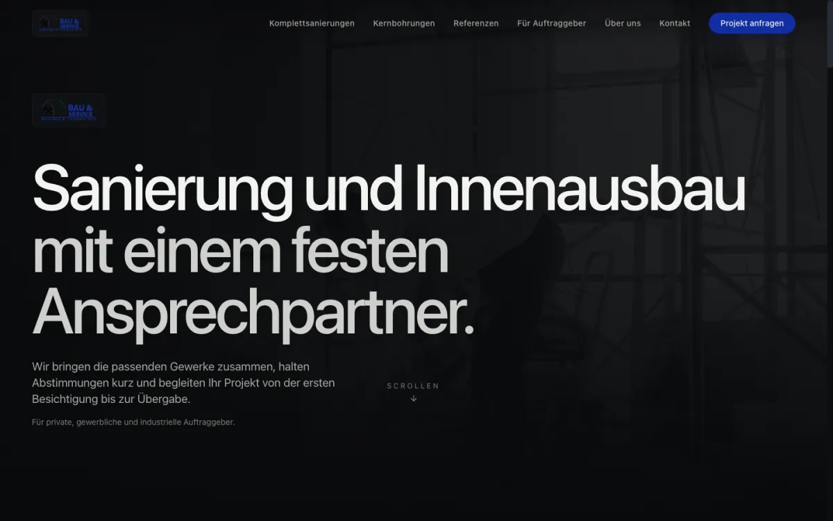 Startseite von bauservice-sanierung.de, Sanierung und Innenausbau