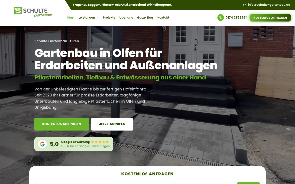 Unternehmenswebsite für Schulte Gartenbau in Olfen